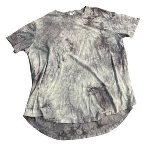 Kliegou Mens Short Sleeve Crew Neck Marbled T-Shirt Size XL White Gray